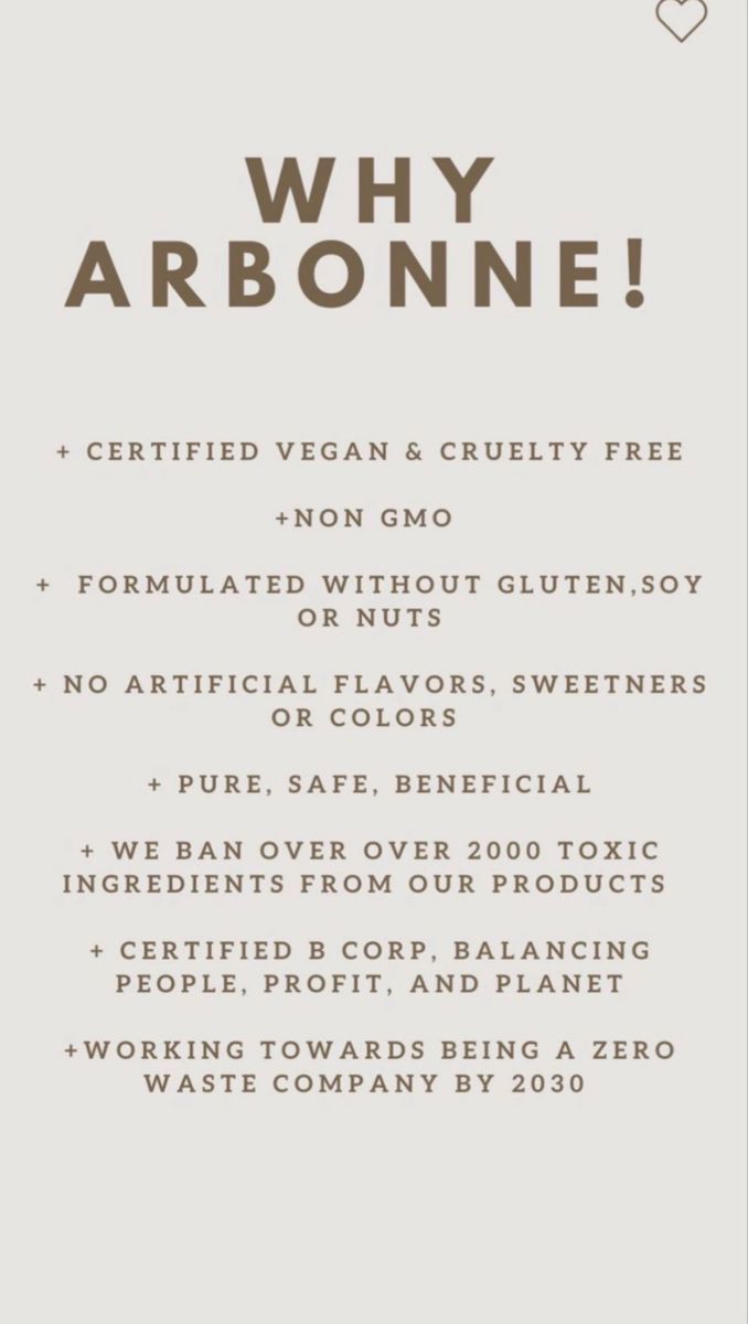 the label for an arbonne product