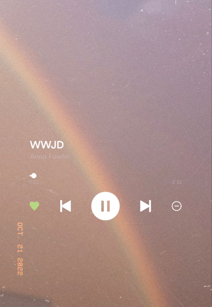 a rainbow is seen in the background with music player buttons on it's left side