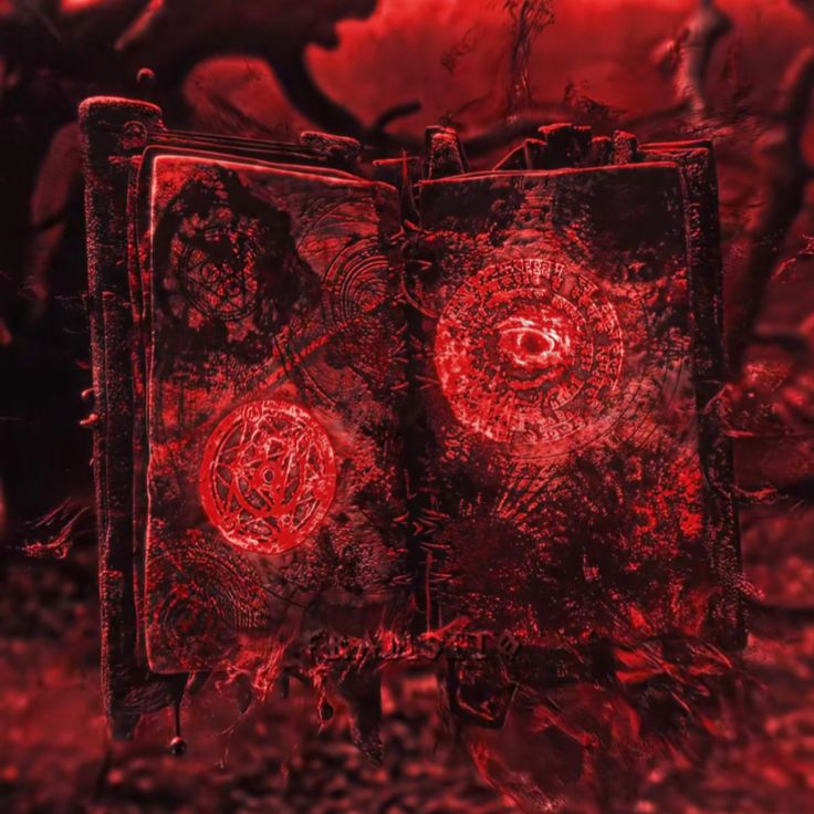 two red square objects are in the middle of a dark room with blood splatters all over them