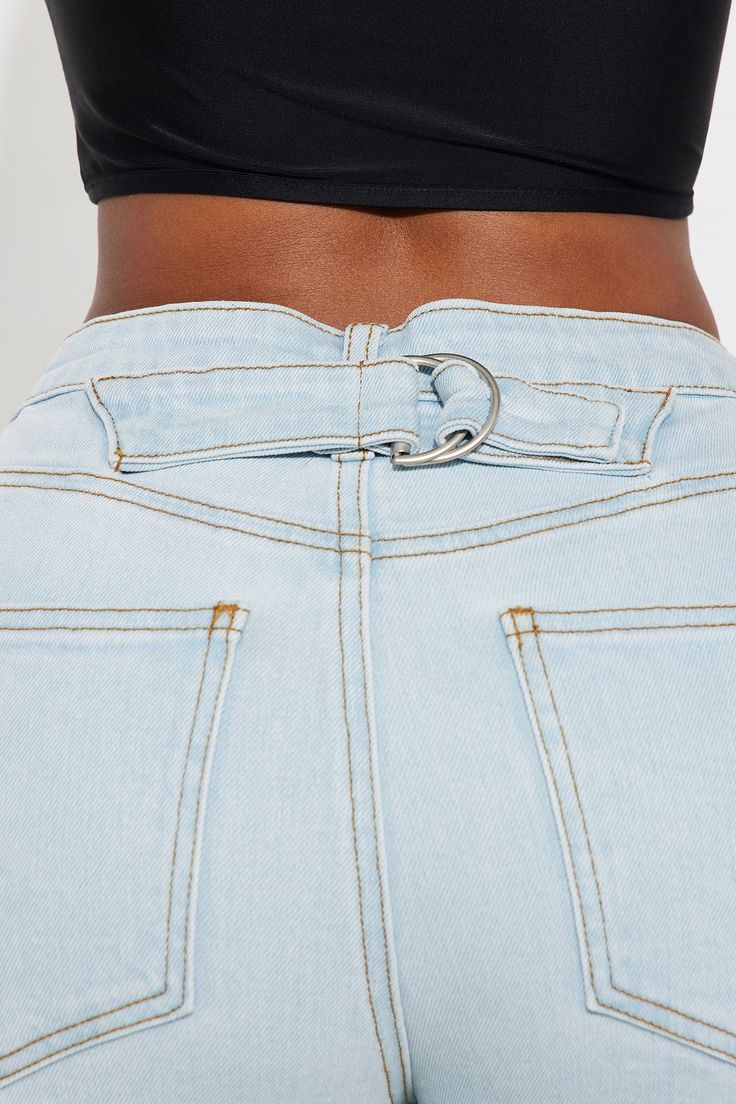 Available In Light Wash. Wide Leg Jean 5 Pocket Adjustable Waistband Buckle Cuffed 11.5" High Rise 30" Inseam Disclaimer: Due To The Specialized Wash Process, Each Garment Is Unique 99% Cotton 1% Spandex Low Stretch Imported | Poppin' Off Stretch Baggy Jeans in Light Wash size 3 by Fashion Nova Trendy Denim Belted Bottoms, Spring High Rise Belted Bottoms, Spring Tapered Leg Bottoms With Belt, High Waist Denim Bottoms With Belt, Belted High Rise Bottoms For Summer, Casual Mid-rise Bottoms With Belt, Trendy Belted Mid-rise Bottoms, Trendy Mid-rise Belted Bottoms, Trendy Belted Bottoms For Spring