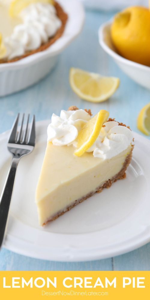 a lemon cream pie on a white plate