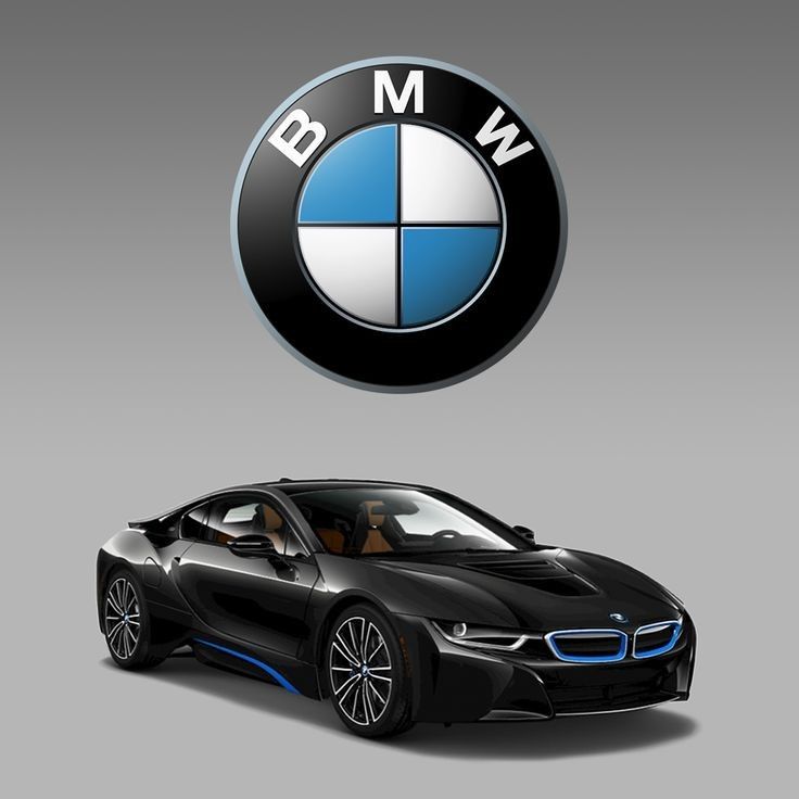 the bmw logo is shown next to an image of a black sports car