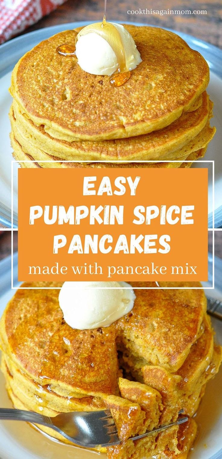 easy pumpkin spice pancakes made with pancake mix are the perfect fall breakfast or brunch