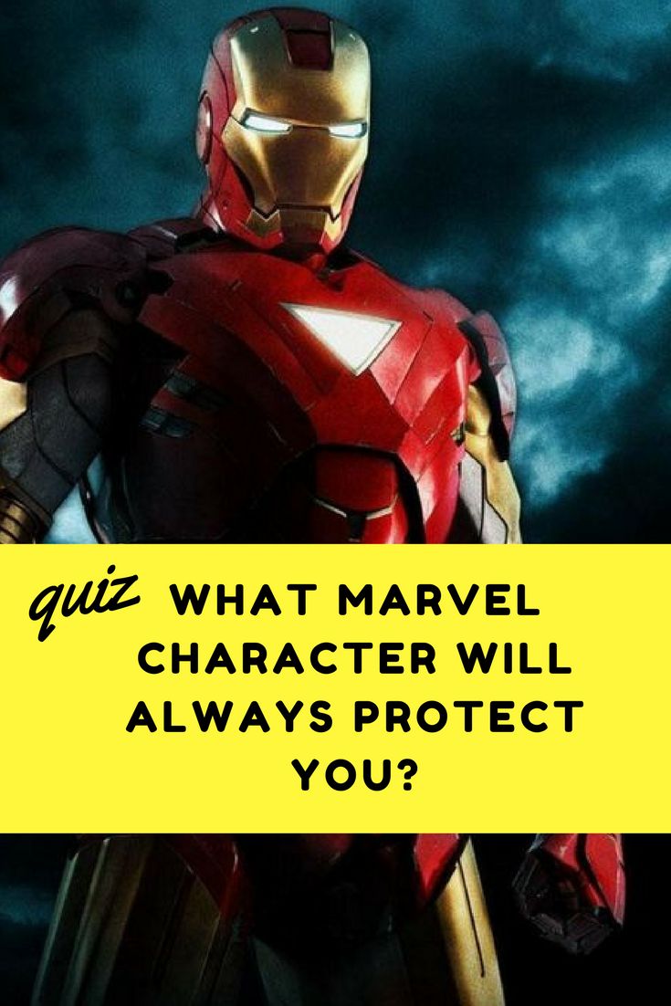 iron man with text that reads quiz what marvel character will always protect you?,