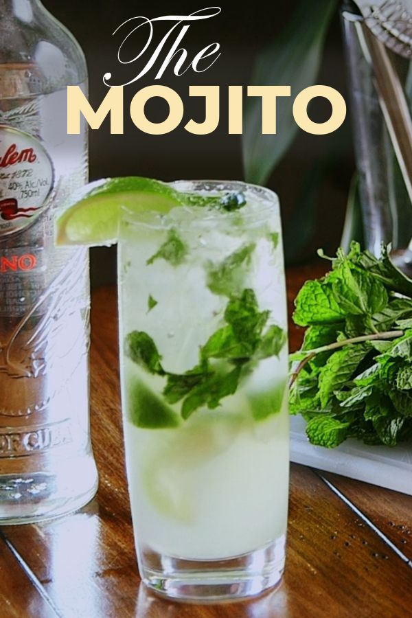 the mojito is garnished with lime and mint