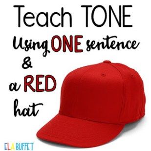 a red baseball cap with the words teach tone using one sentence and a red hat