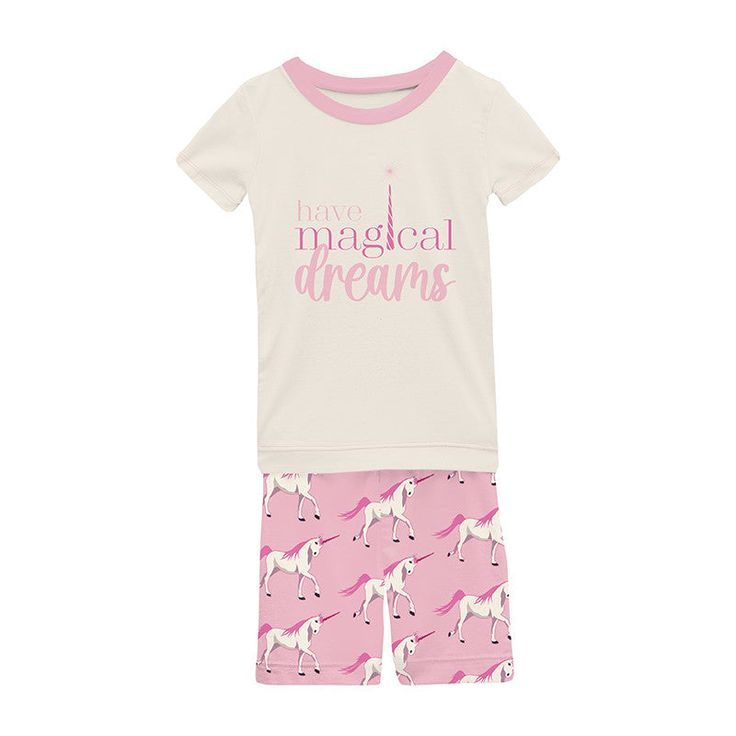 Girl's Graphic Tee Pajama Set with Shorts - Cake Pop Prancing Unicorn | Stylish Sleepies offer designs that make bedtime beautiful. Pajamas For Kids, Girls Pajama, Best Pajamas, Kickee Pants, Cute Pajamas, Unicorn Print, Cake Pop, Girls Prints, Girls Pajamas