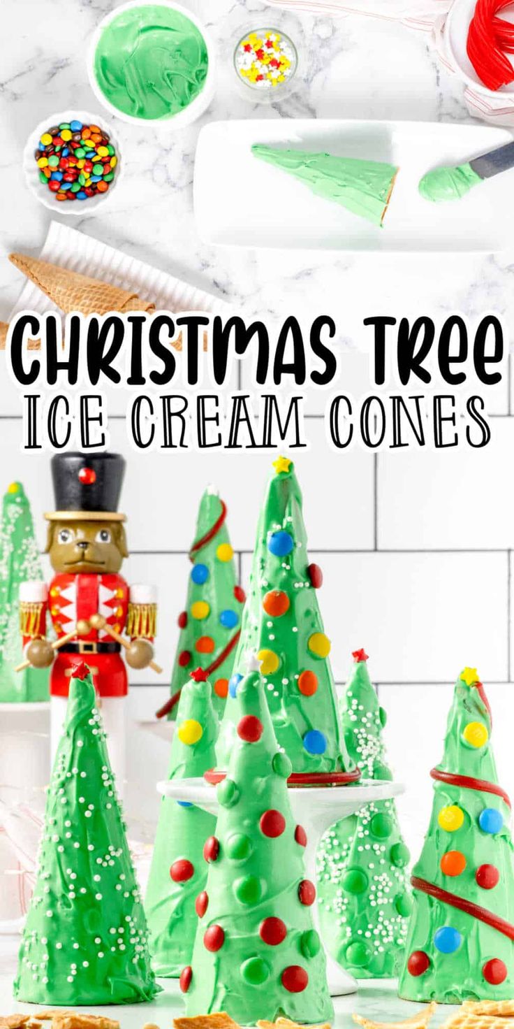 christmas tree ice cream cones with the title overlay