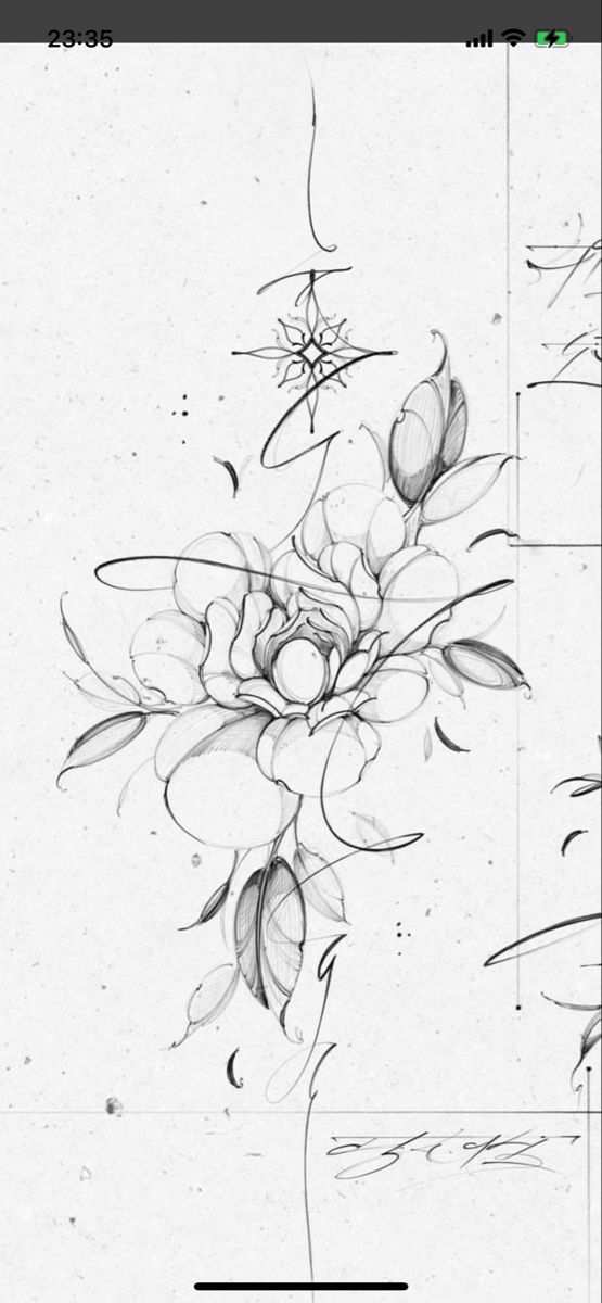 a drawing of flowers on a white paper