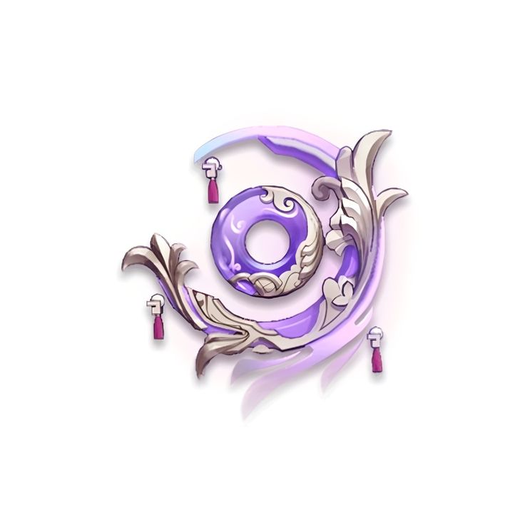 the letter o is made up of purple and white swirls with silver accents on it