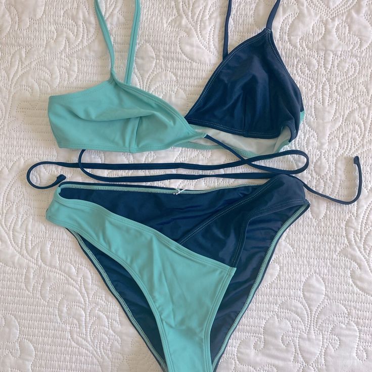 Never Worn, Tags Still On Aesthetic Swimsuit, Orange Bathing Suit, Green Bralette, Wrap Bathing Suit, Cupshe Bikinis, Cupshe Swimsuits