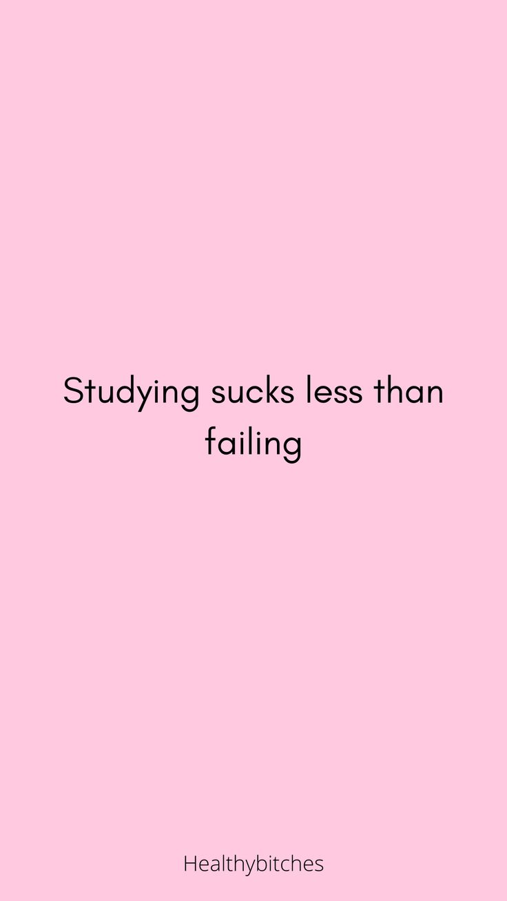 a pink background with the words, studying sucks less than falling on top of it