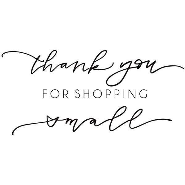 the words thank you for shopping smile are shown in black ink on a white background