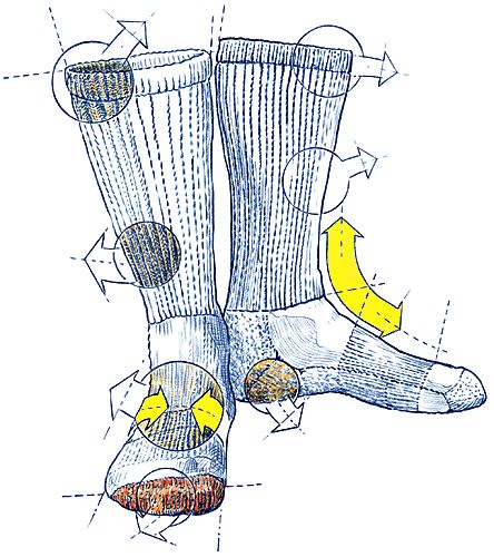 an image of a pair of socks with different parts labeled in it's diagram