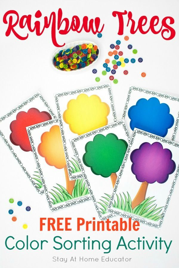 rainbow trees printable color sorting activity for kids