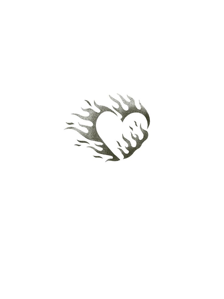 a drawing of a heart with flames coming out of it