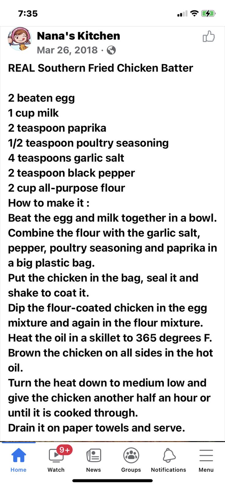 an iphone screen showing the instructions for cooking chicken patties and other foods on it