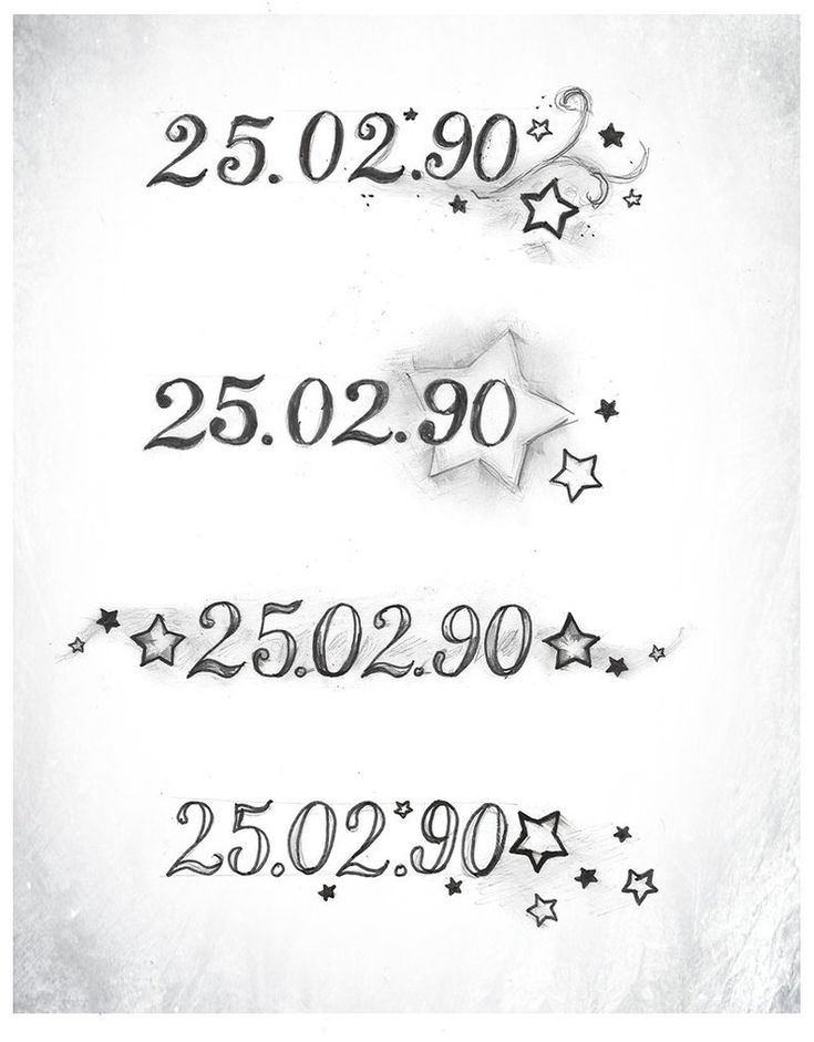 the numbers are written in black and white with stars on them, as well as an arrow