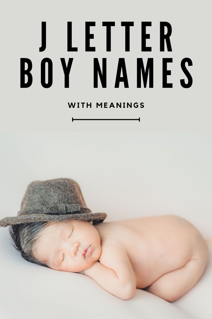 a baby wearing a hat with the words j letter boy names