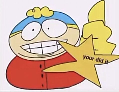 a cartoon character holding a star and pointing to it