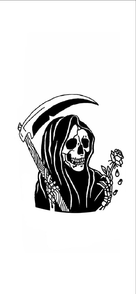 Dear Mr Reaper.. Reaper Tattoo Feminine, Small Grim Reaper Tattoo Design, Grim Reaper Tattoo Drawing, Traditional Tattoos Grim Reaper, Greem Reaper Tattoos, Reaper Flash Tattoo, Grim Tattoo Designs, Grim Reaper Patchwork Tattoo, Grim Reaper Sketch Drawing