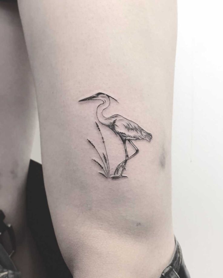 a bird is sitting on the side of a woman's thigh