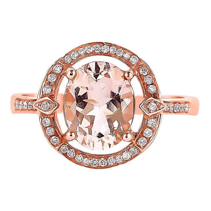 This collection features an array of magnificent morganites! Accented with diamonds these rings are made in rose gold and present a classic yet elegant look. Classic morganite ring in 18K rose gold with diamonds. Morganite: 1.7 carat oval shape. Diamonds: 0.144 carat, G colour, VS clarity. Gold: 3.184g, 18K rose gold. Ring Size: US 6.75 - Size can be adjusted for free upon request - please reconfirm with your order. R693 Luxury Morganite Diamond Ring As Gift, Luxury Morganite Diamond Ring Gift, Luxury Morganite Diamond Ring With Prong Setting, Luxury Pink Gold Morganite Jewelry, Luxury Morganite Diamond Ring With Diamond Accents, Luxury Morganite Diamond Ring With Accents, Luxury Morganite Diamond Ring For Anniversary, Luxury Rose Gold Diamond Ring With Gemstone, Formal Rose Gold Morganite Diamond Ring