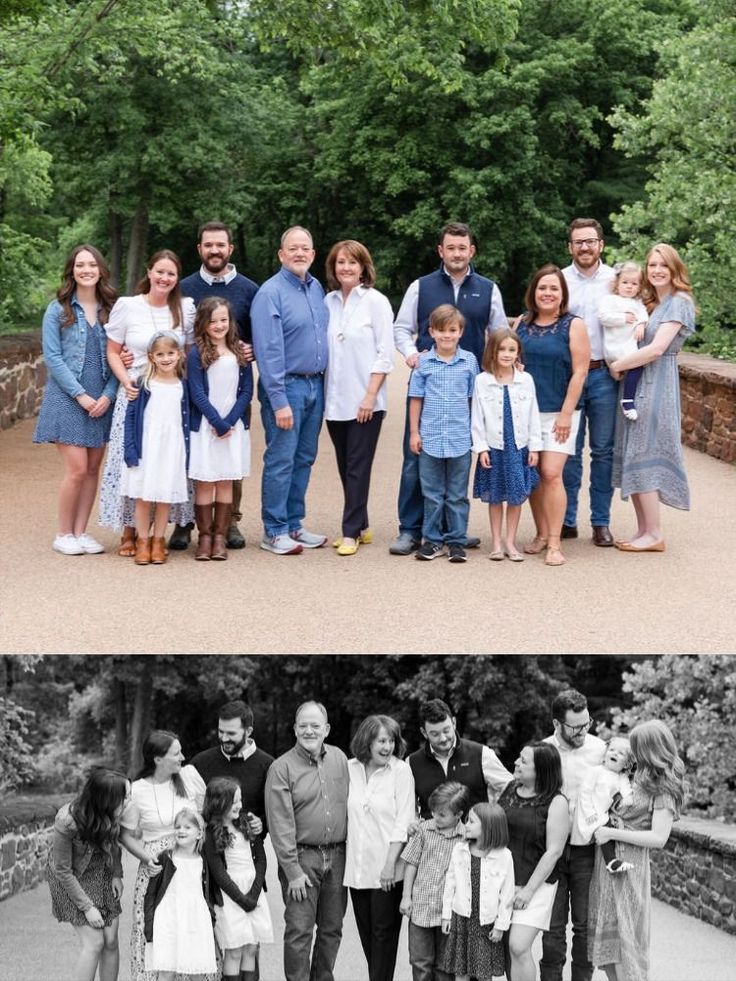 an old and new family photo taken in black and white with the same color scheme