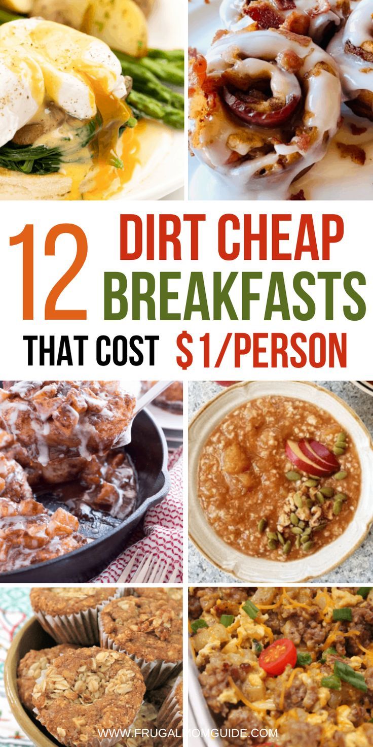 the twelve different breakfasts that cost $ 1 per person are featured in this collage