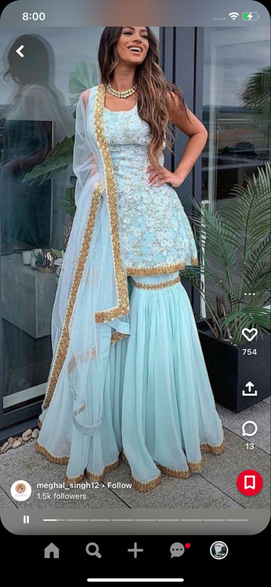 Blue Sharara Suit, Light Blue Lehenga, Pink Sharara Suit, White Sharara, Bridesmaid Suits, Blue Sharara, Pink Sharara, Indian Bridesmaid Dresses, Lehenga Pattern