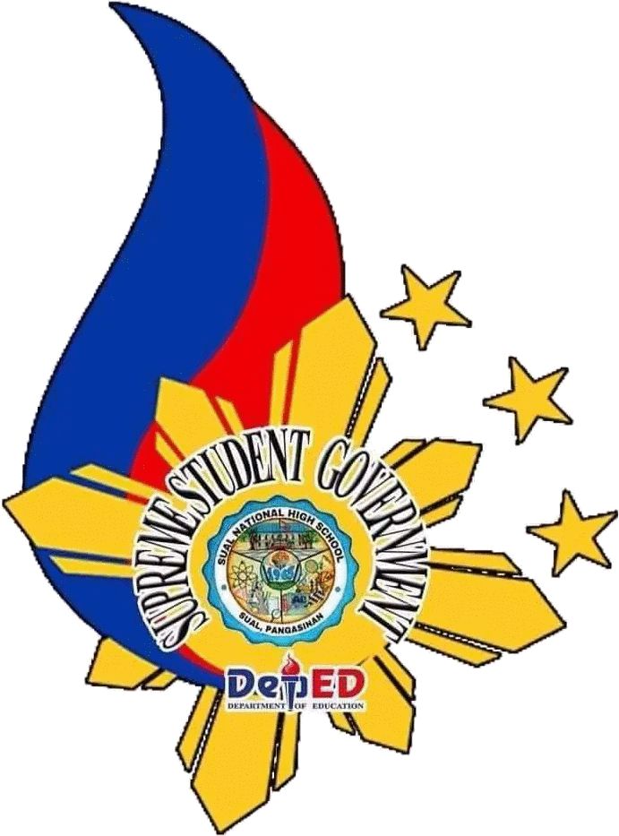 the flag of the philippines with stars around it and an emblem that reads student council