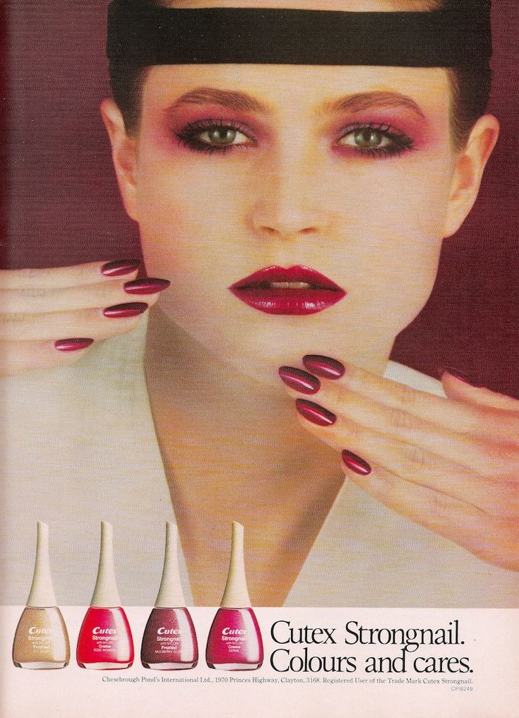 1980's nails | SalonGeek 1980s Nails, 1960s Nails, 80's Makeup, 80s Hair And Makeup, 80s Nails, Vintage Makeup Ads, 80s Makeup, 2024 Board, Beauty Advertising