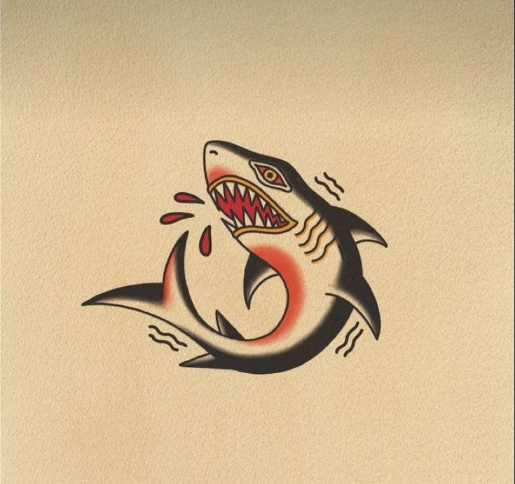 a drawing of a shark with an open mouth