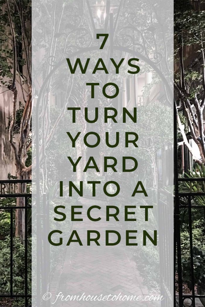 an iron gate with the words 7 ways to turn your yard into a secret garden