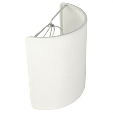 a white lamp shade with a metal hook