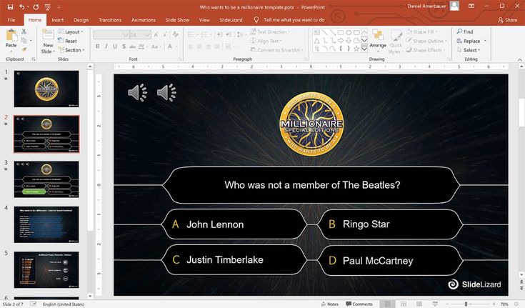 a screenshot of a presentation with the words who was not a member of the beatles?