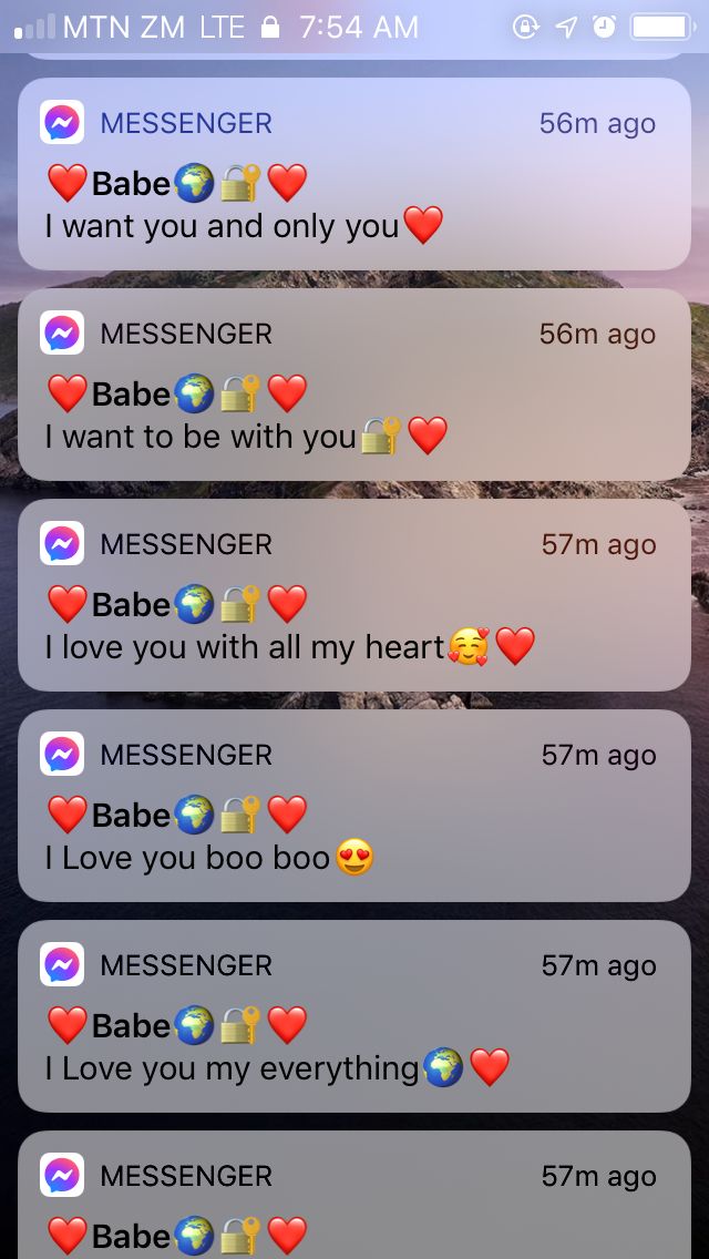 the text message messages are being displayed on an iphone screen, with hearts and other emoticions