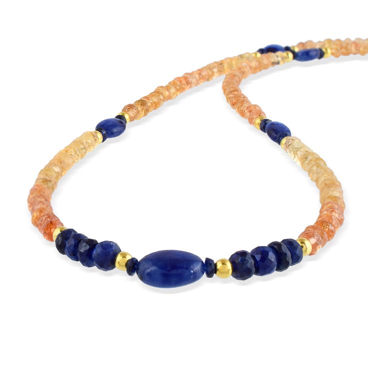 Genuine Imperial Topaz & Blue Sapphire  Handmade beaded necklace Gemstone : Topaz & Sapphire  Gemstone Color : Imperial & Blue Treatment : Natural Gemstone Size : 4.5MM,6x8MM Approx. Gemstone Shape : Rondelle,Oval Gemstone Finish : faceted & Plain Stone Beads : 44CM Silver Lock : 8MM Total Length Of Necklace: 47 Cm Can be Personalized : Yes Carat Weight : Approx. 80 carat Materials : 925 Sterling Silver Plating : Yellow Gold Plating, Rose Gold ,Silver Plating All of my jewelry is designed and handcrafted by me. I love to experiment with many different designs and although I may make similar designs more than once, each piece of jewelry is truly one of a kind due to variations between gemstones and within my own craft work. All my jewelry is carefully packed and comes with gift box. So it r Blue Diamond Jewelry, Chrysoprase Jewelry, Watermelon Tourmaline Necklace, Black Diamond Bracelet, Imperial Blue, Gemstone Wedding, White Beaded Necklaces, Blue Sapphire Necklace, Natural Gemstone Necklace