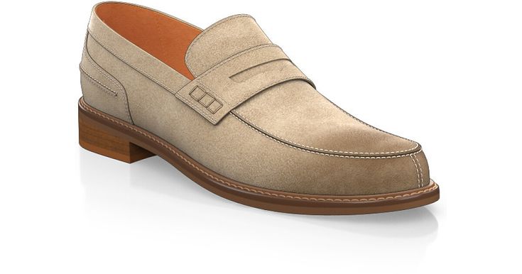 Men`s Penny Loafers are handcrafted by individual order. Upper material is made by suede. Insole and lining materials - leather. Your new shoes will be handcrafted especially for you and delivered for free to your home or office in 1-2 weeks. Included option for free return and remake if the shoes do not fit.Only now all this is available at an exclusive price of $184.00.Proceed with you order now. Formal Beige Slip-ons With Leather Sole, Semi-formal Suede Tassel Loafers With Round Toe, Luxury Suede Slip-ons For Galas, Formal Beige Slip-ons With Rubber Sole, Casual Suede Leather Shoes For Semi-formal Occasions, Elegant Calf Leather Slip-ons With Suede Lining, Semi-formal Suede Moccasins, Semi-formal Suede Leather Shoes With Stitched Sole, Semi-formal Leather Shoes With Suede Lining And Almond Toe