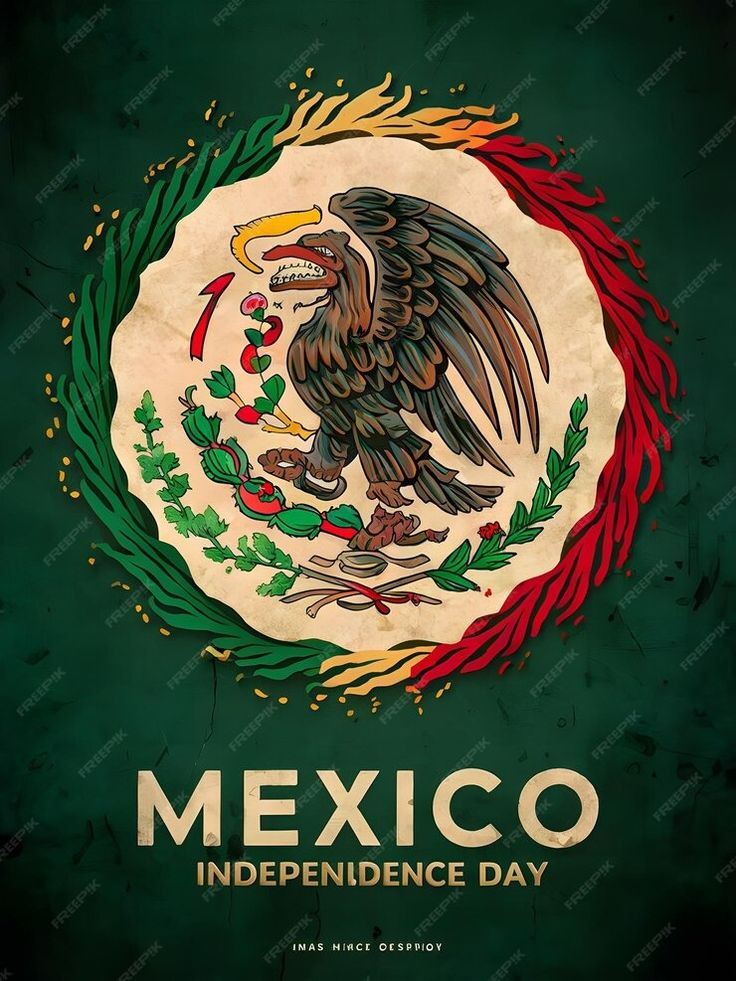 the mexican flag with an eagle on it's head and text mexico independence day