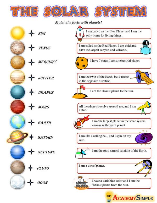 the solar system worksheet for kids to learn how to read and understand planets