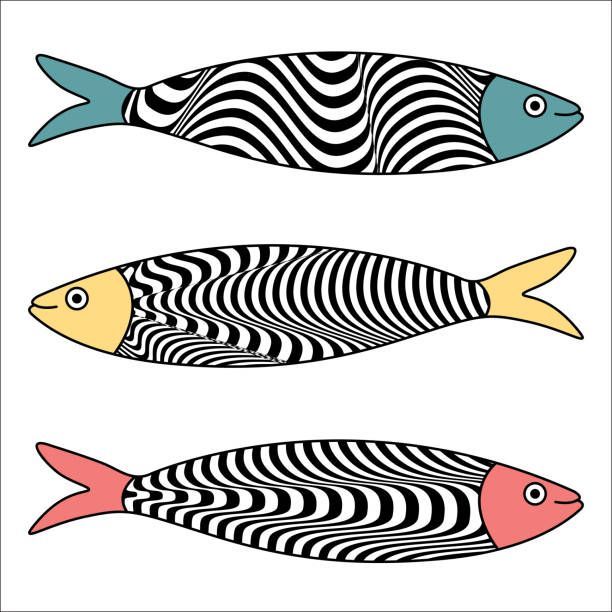 three fish with different patterns on them