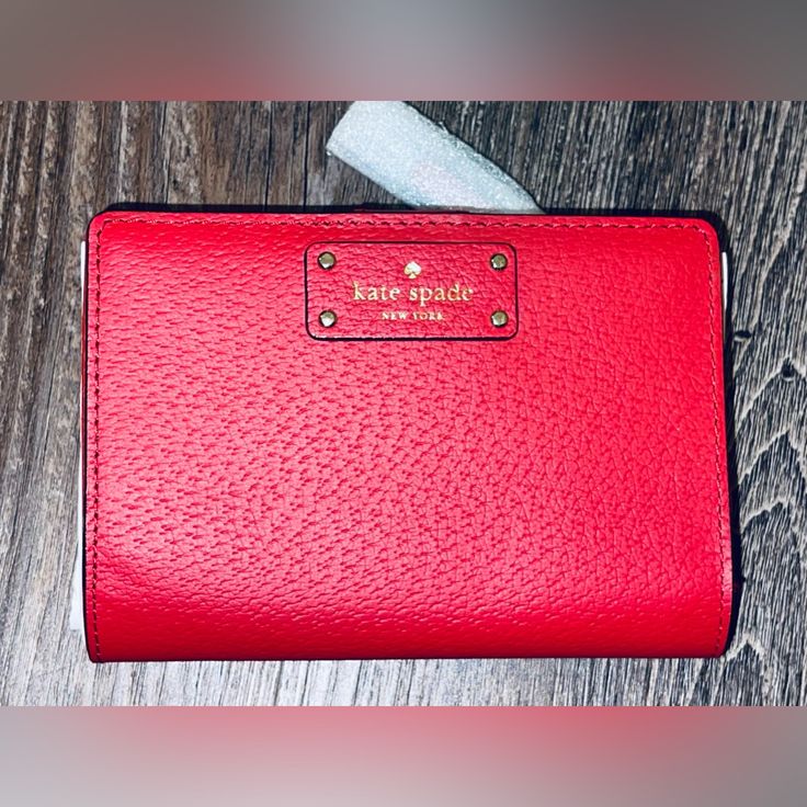 Red/Pink Colored Never Been Used Leather Zipper And Buttons Coins, Cards, Cash Wallet Compact Red Wallet For Daily Use, Red Kate Spade Wallets For Everyday Use, Cash Wallet, Bags Kate Spade, Kate Spade Wallet, Leather Zipper, Kate Spade Bags, Kate Spade Bag, Pink Red