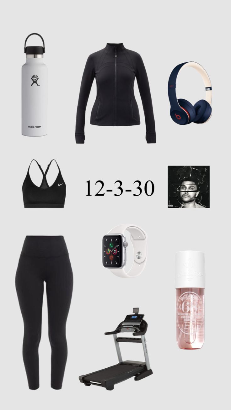 the contents of a woman's workout outfit