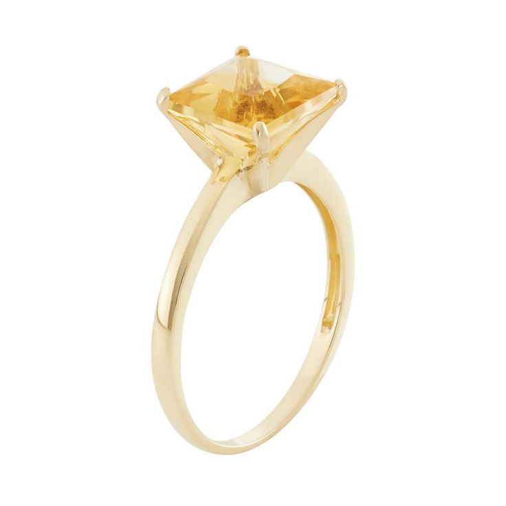 Add stunning sparkle to your ensemble with this 10k gold citrine ring.RING DETAILSWidth: 8 mmMetal: 10k goldSTONE DETAILSStone type: genuine citrineCut: princessSetting: prong Size: 5. Color: Orange. Gender: female. Age Group: adult. Classic Gold Topaz Birthstone Ring, Elegant Citrine Birthstone Ring For Formal Occasions, Elegant Citrine Birthstone Ring For Formal Events, Classic Citrine Birthstone Ring In Yellow Gold, Classic Yellow Gold Citrine Birthstone Ring, Classic Gold Citrine Rings, Classic Citrine Diamond Ring In Yellow Gold, Formal Citrine Ring With Diamond Cut, Formal Citrine Diamond-cut Ring