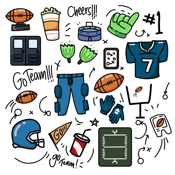 an illustration of various sports related items