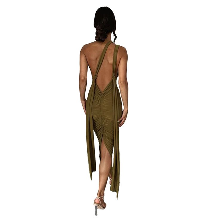 PRICES MAY VARY. MATERIAL: Women open back dresses are made of premium polyester blend fabric, stretch, soft, breathable, comfortable to wear FEATURE: Self-tie elongated sash which can be worn a variety of ways. Alluring open back with pleat and slim fitting design highlight your curves, show off your beautiful silhouette and slinky figures, make you stand out of the crowd. Spaghetti straps back out dress, one shoulder floor length dress, deep V-neck split dress, various styles and colors availa Thong Back Dress, Deep V Open Back Dress, Low Cut Fall Dress, Backless Birthday Dress, Sleeveless Ruched Back Bodycon Dress For Club, Fitted Halter Dress With Low Back For Summer, Sleeveless Bodycon Dress With Ruched Back For Club, Summer Stretch Backless Dress With Strappy Back, Sleeveless Club Bodycon Dress With Ruched Back