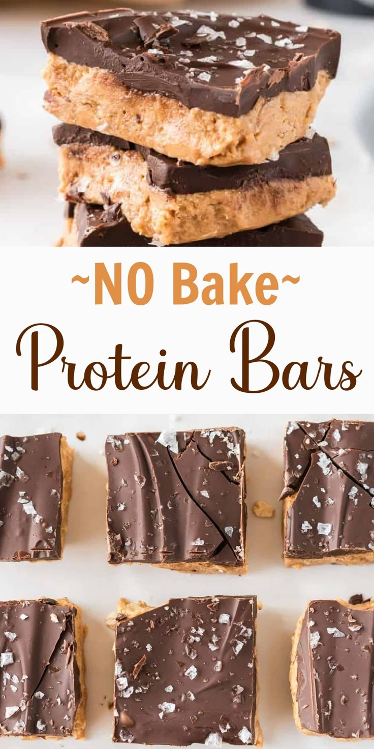 no bake protein bars stacked on top of each other