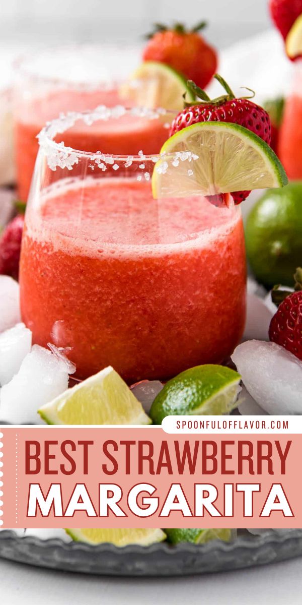 Easy strawberry margarita recipe a fun alcoholic drink for a party! This refreshing strawberry margarita recipe is an easy Labor Day party drink. It is ready in 10 minutes and has simple ingredients. Pin this best strawberry margarita recipe! Strawberry Margaritas, Frozen Strawberry Margarita, Strawberry Margarita Recipe, Frozen Strawberry, Frozen Margaritas, Watermelon Party, Strawberry Margarita, Beverage Recipes, Fruity Drinks