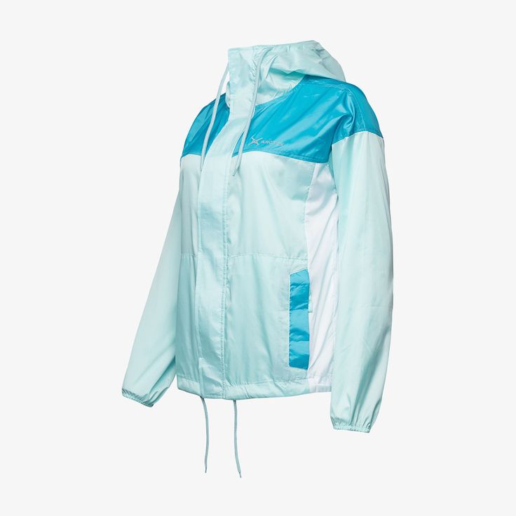 Island Azure Athleisure Waterproof Nylon Windbreaker, Spring Outdoor Track Jacket With Drawstring Hood, Spring Track Jacket With Drawstring Hood For Outdoor, Spring Windbreaker With Adjustable Hood For Rainy Weather, Hooded Nylon Raincoat For Outdoor Activities, Spring Athleisure Windbreaker For Outdoor Activities, Spring Sports Windbreaker With Adjustable Hood, Spring Athleisure Hooded Jacket For Outdoor, Athleisure Nylon Windbreaker For Hiking